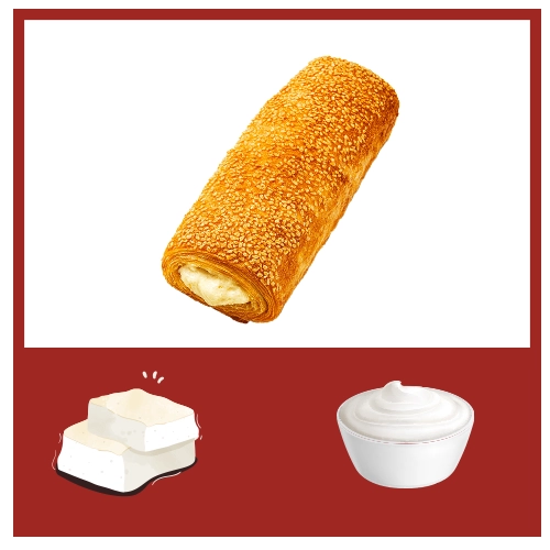LONG SEEDED KOULOURI STUFFED CHEESE & PHILADELFIA